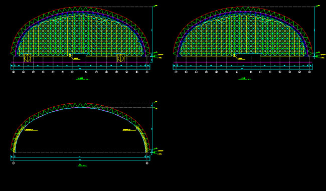 锡林格勒盟跨度110米，拱高35_7米煤棚网架